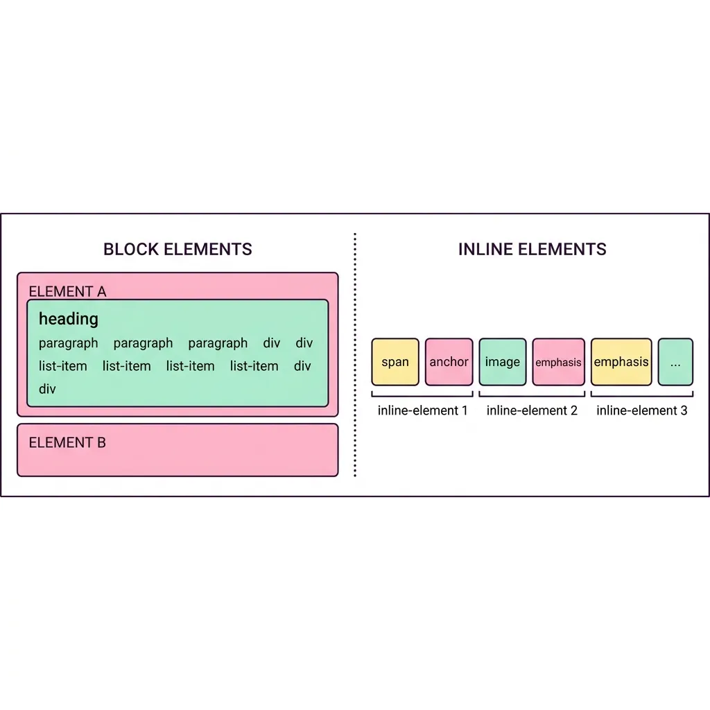 HTML Block vs Inline Elements Concept